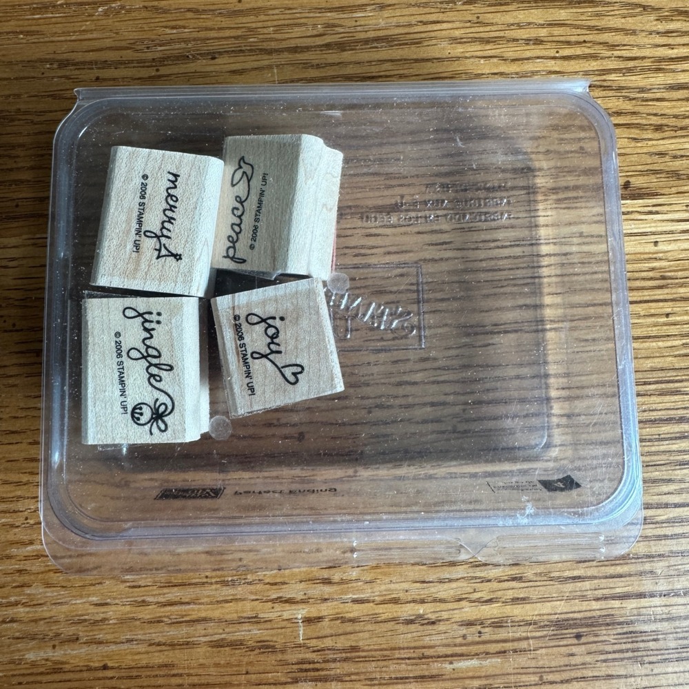 Stampin Up Perfect Ending Christmas Wood‎ Mounted Rubber Stamp Set 4pc 2006